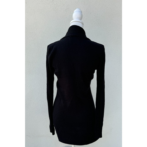 Firuze San Francisco Women's Wrap Sweater Black Ribbed Long Sleeve Size S Elegan - Picture 7 of 9
